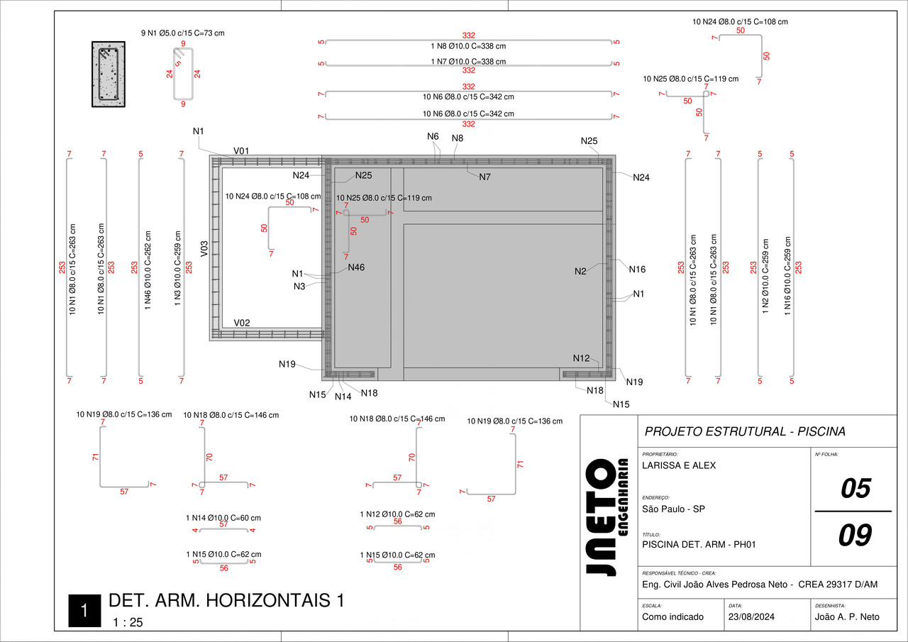 Projeto de piscina do aluno João Neto